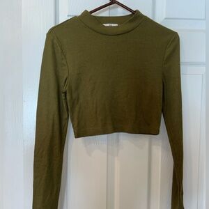 BP Olive Long Sleeve Crop Top